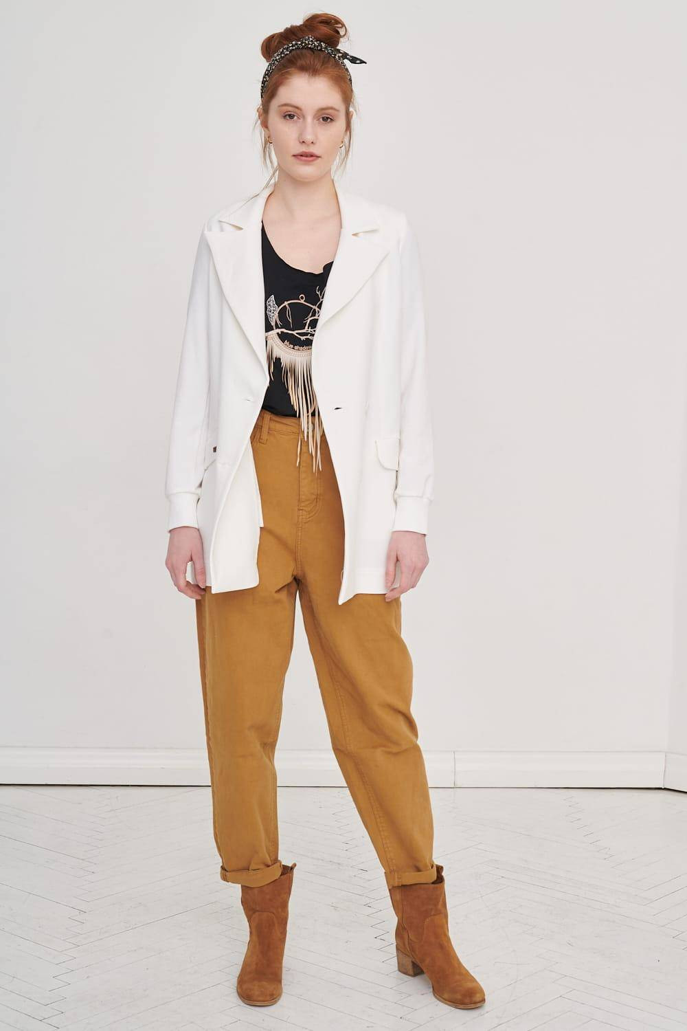 Ecru oversize double-breasted jacket Blue Shadow