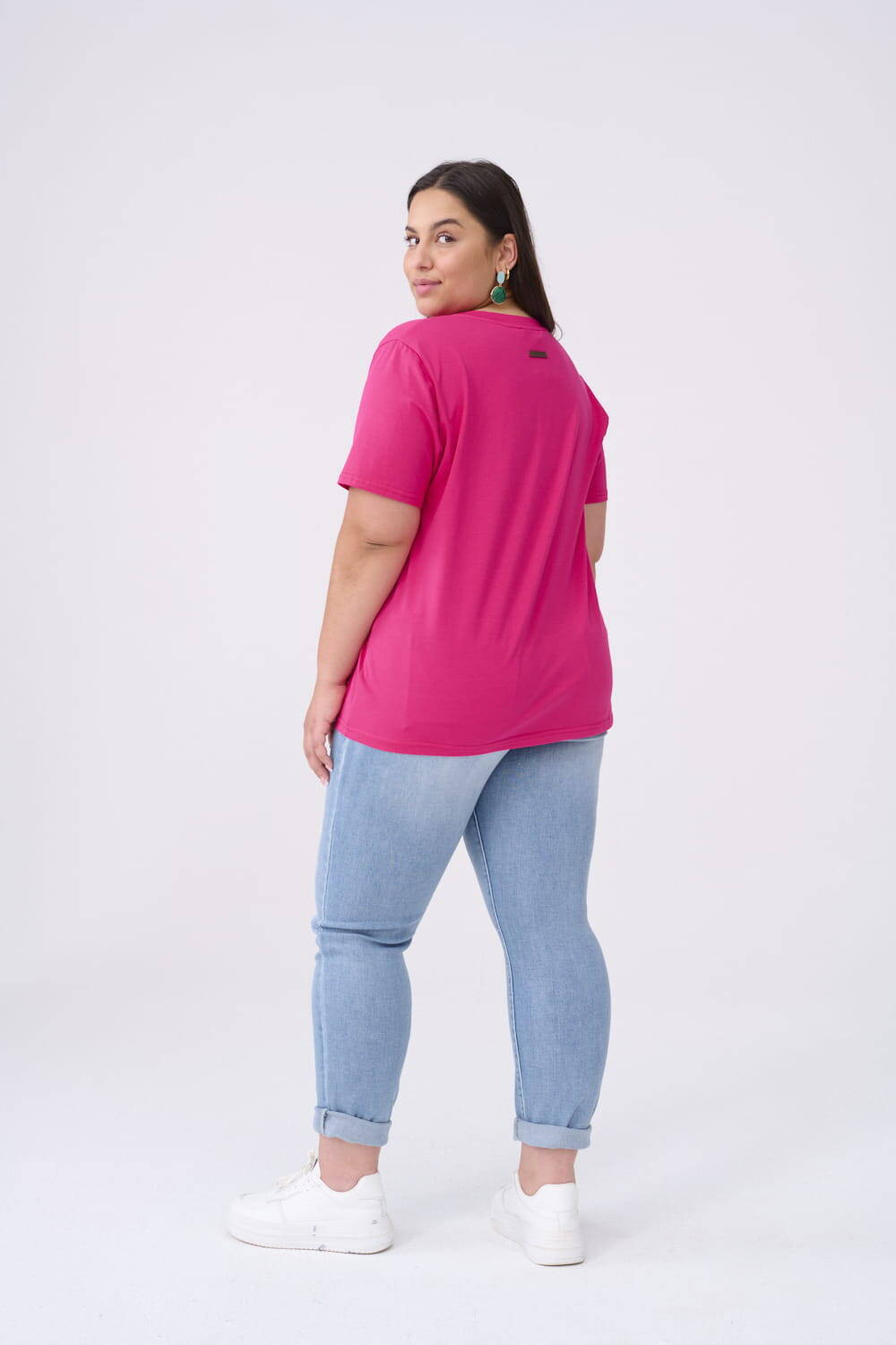 Raspberry V-neck blouse Blue Shadow