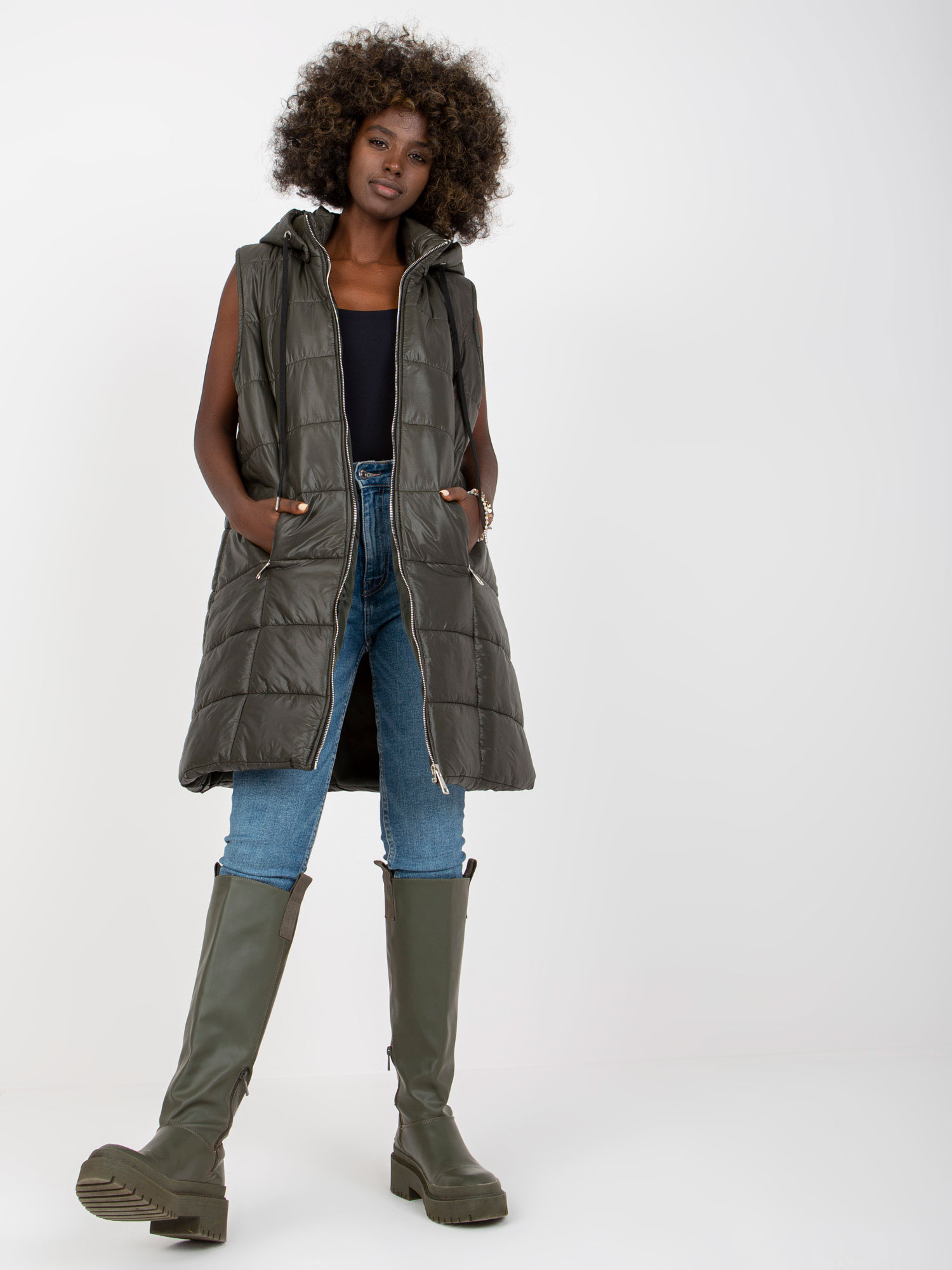 Khaki vest Och Bella BI-82019.d.khaki
