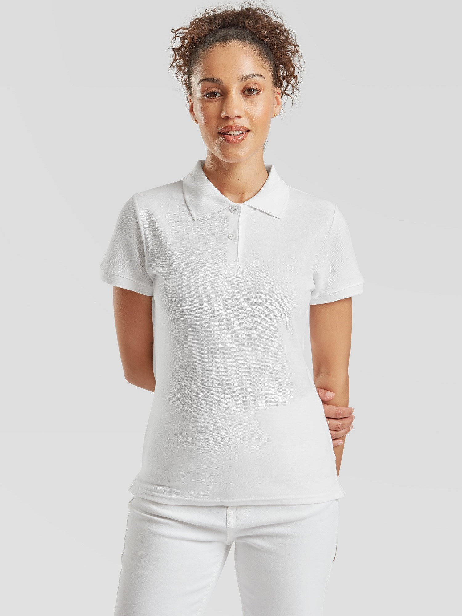 White Women's Shirt Polo Fruit of the Loom