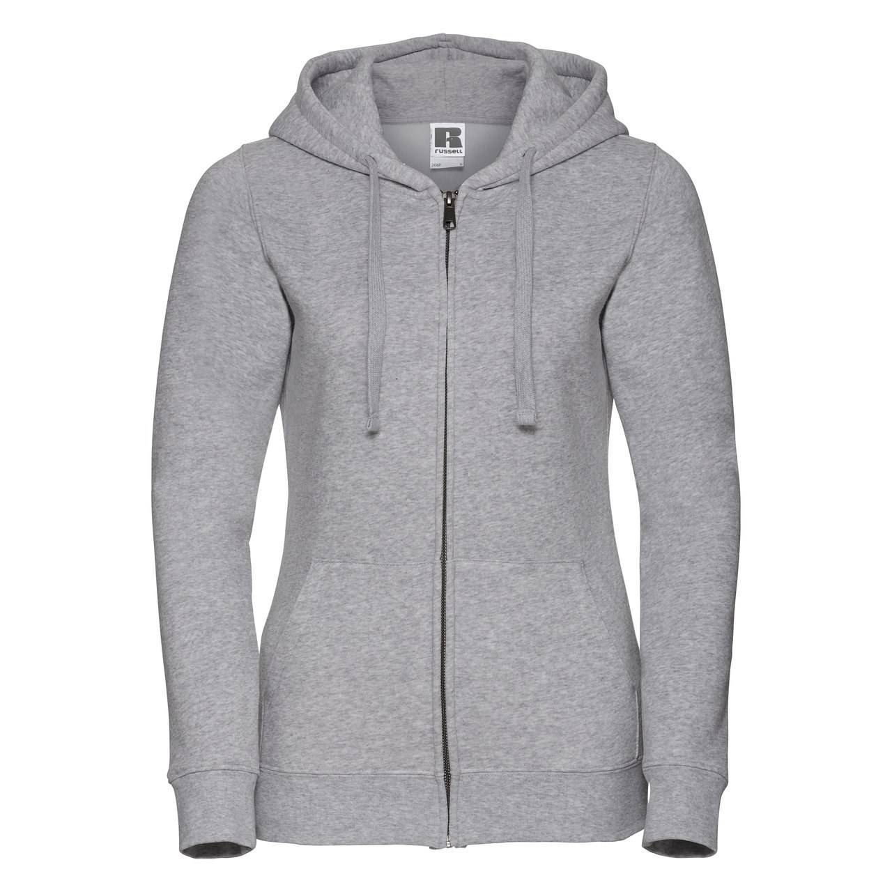 Levně Light grey women's hoodie with Authentic Russell zipper