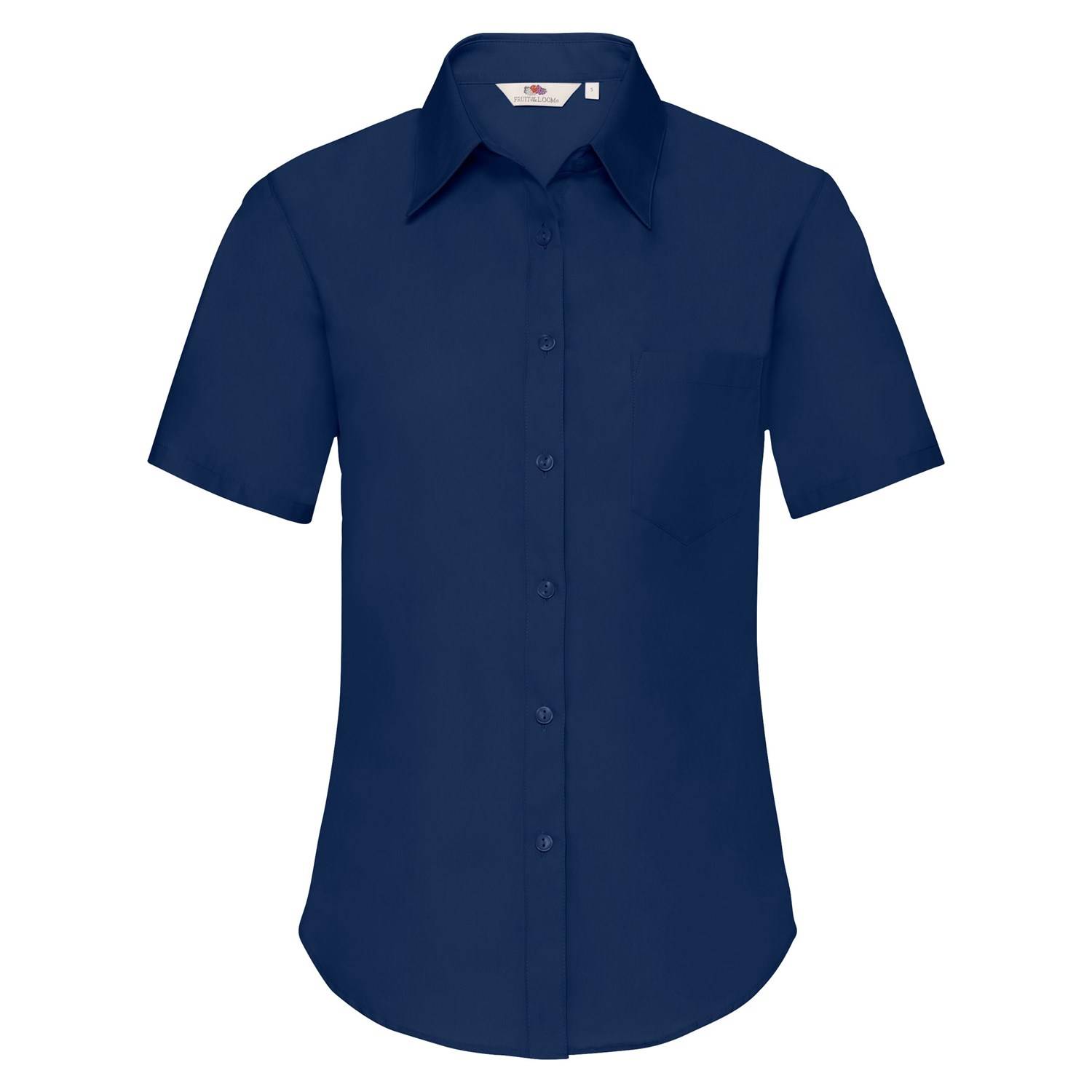 Levně Navy blue poplin shirt with short sleeves Fruit Of The Loom