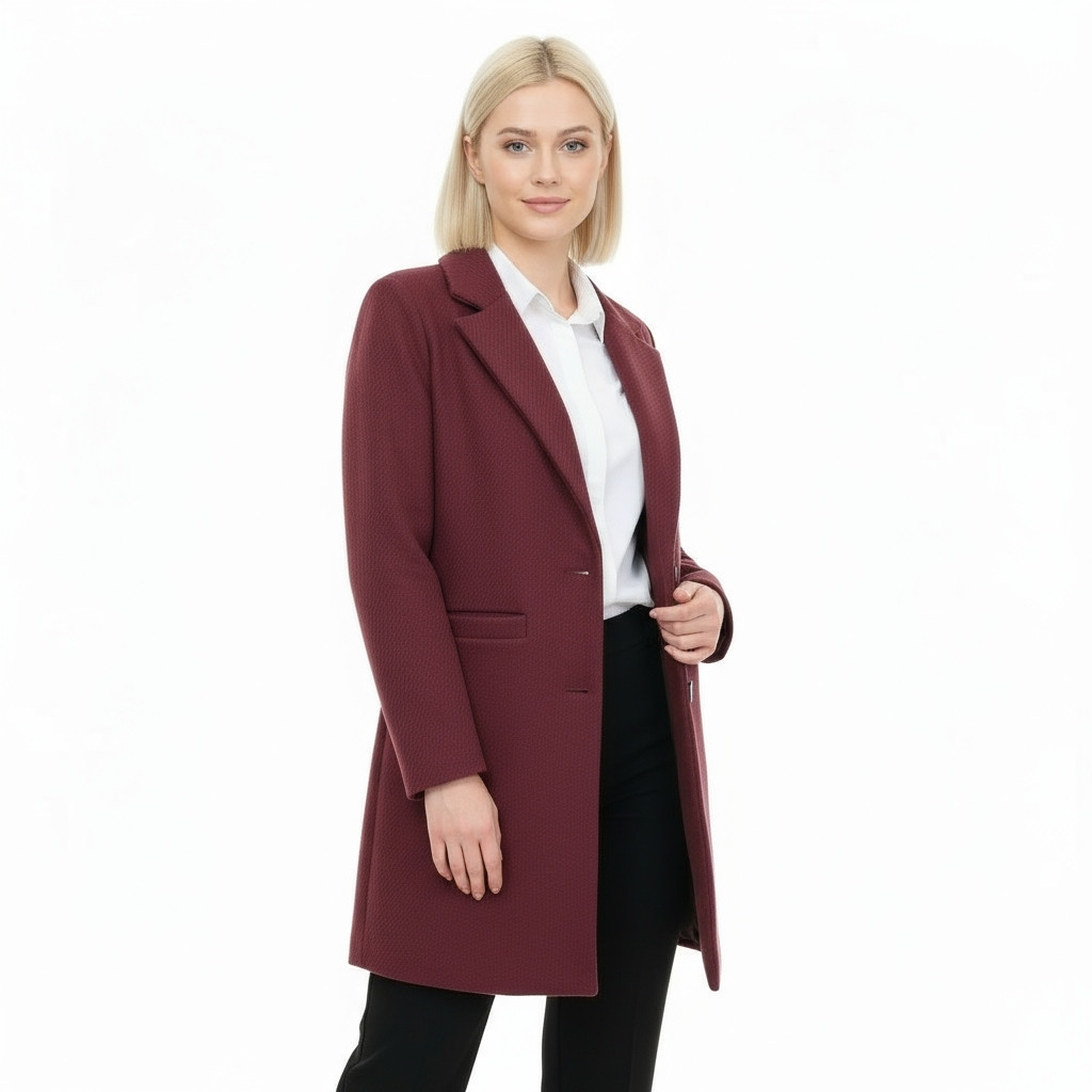 Burgundy Classic Striped Yups Coat