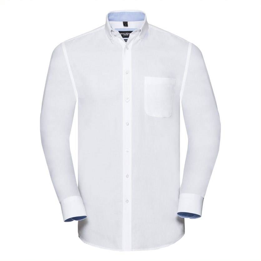 Levně Men's Long Sleeve Fitted Shirt Oxford Shirt R920M 100% organic cotton 140 g