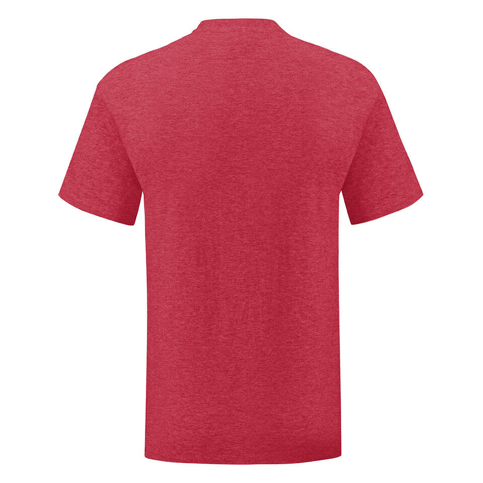 Red men's t-shirt in combed cotton Iconic with Fruit of the Loom sleeve
