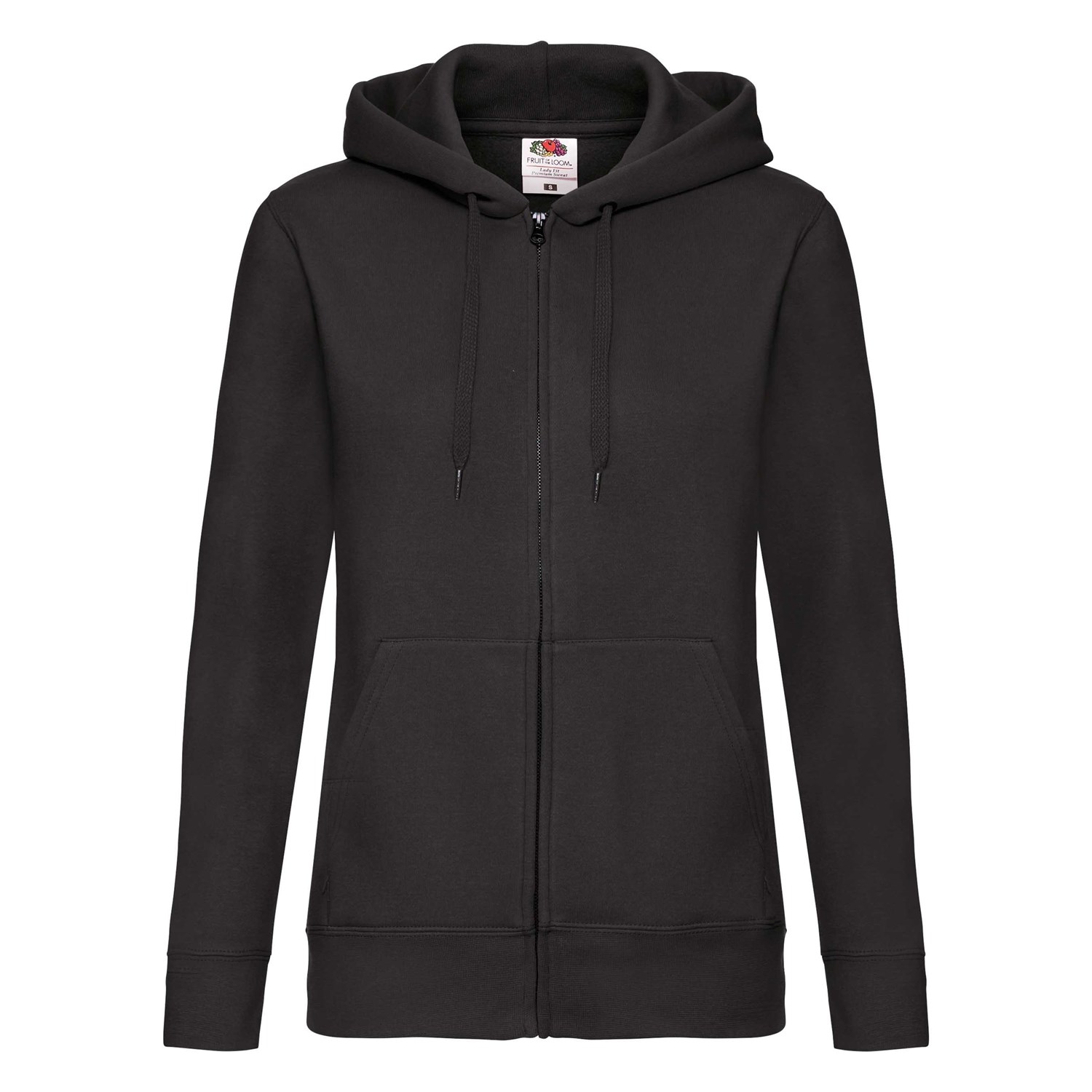 Levně Black hoodie zipped Fruit Of The Loom