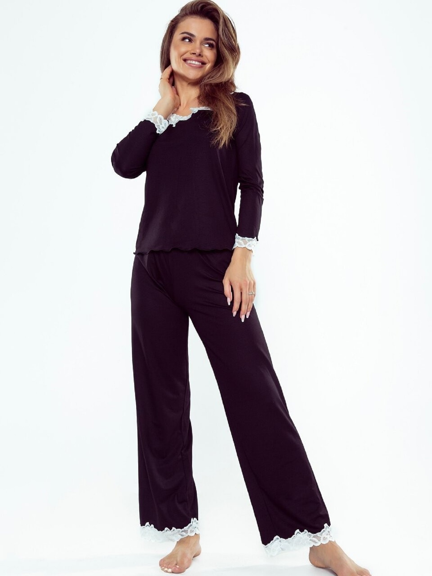 Pyjamas Eldar First Lady Arleta length/r 2XL-3XL black-ecru 099