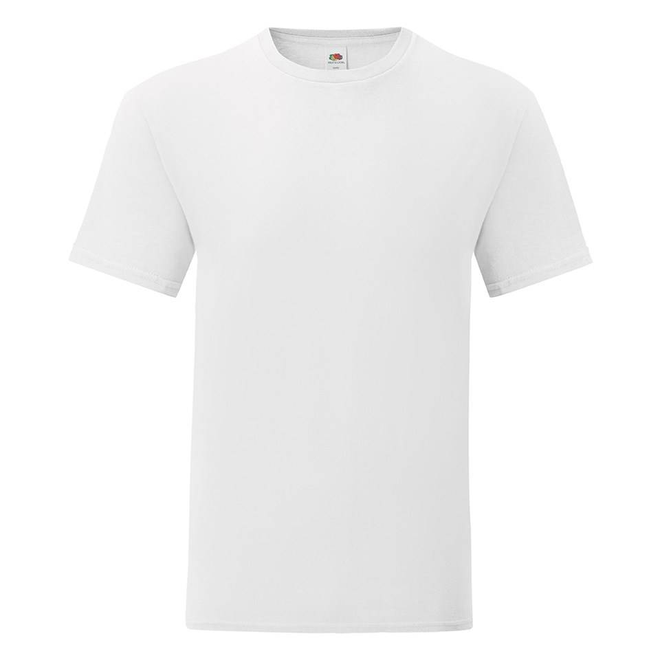 Levně White men's Iconic combed cotton t-shirt with Fruit of the Loom sleeve