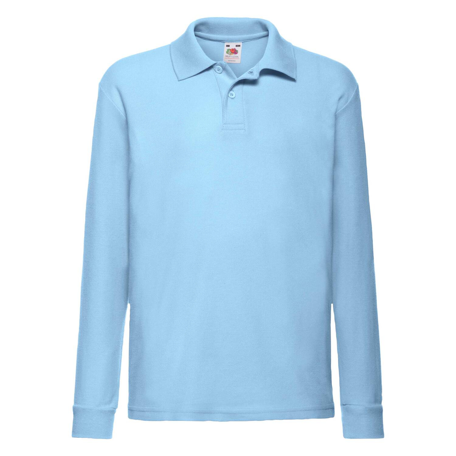 Blue Long Sleeve Polo Shirt Fruit of the Loom
