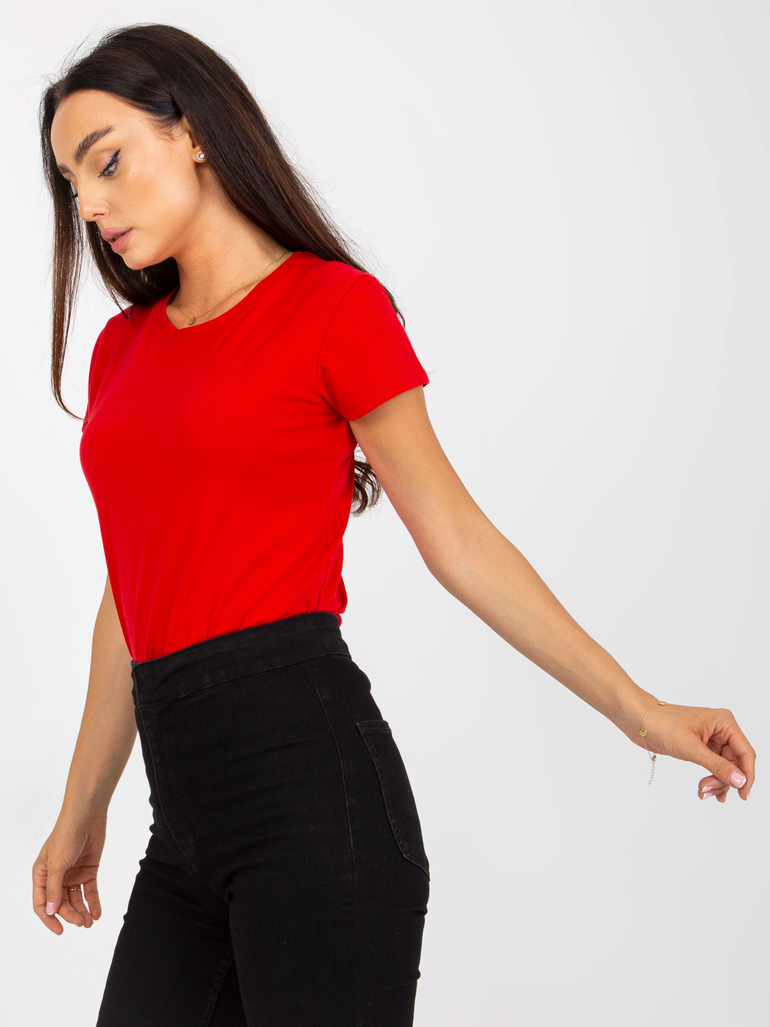 Red cotton women's t-shirt BASIC