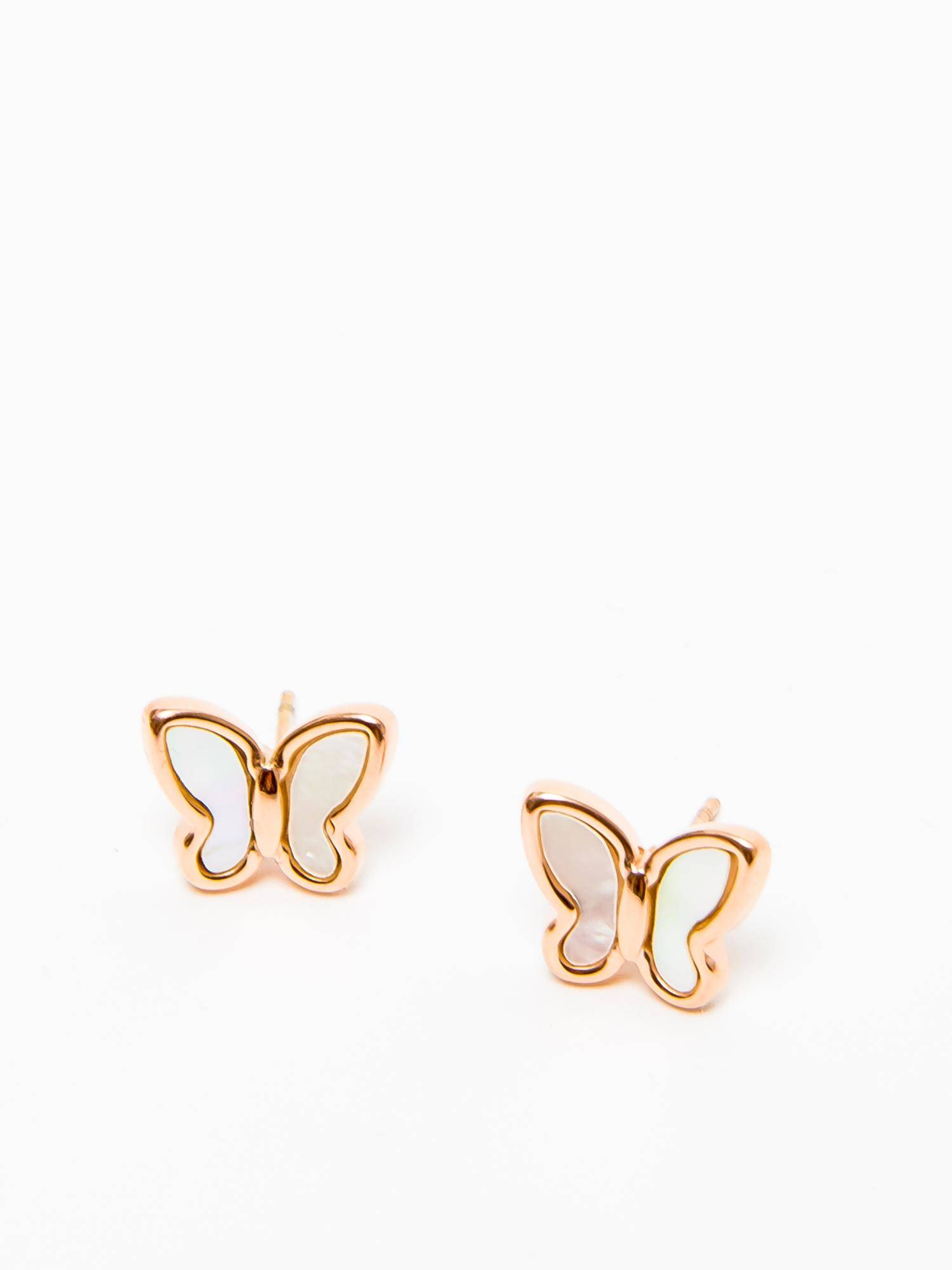 Levně Earrings with enamel butterfly white