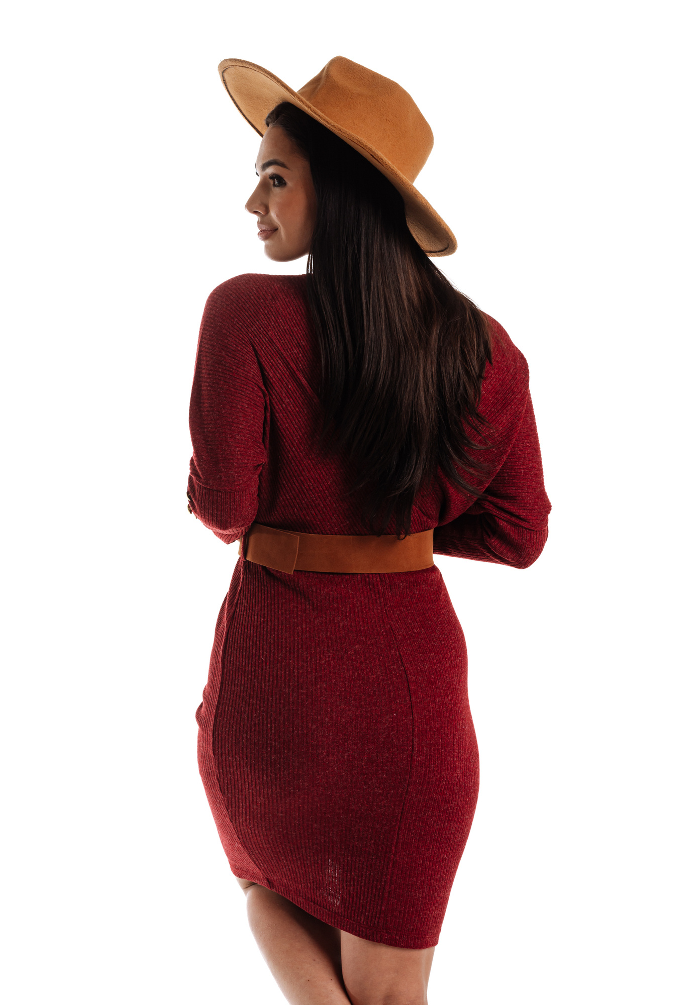 Burgundy dress Och Bella BE-BQ183.burgundy
