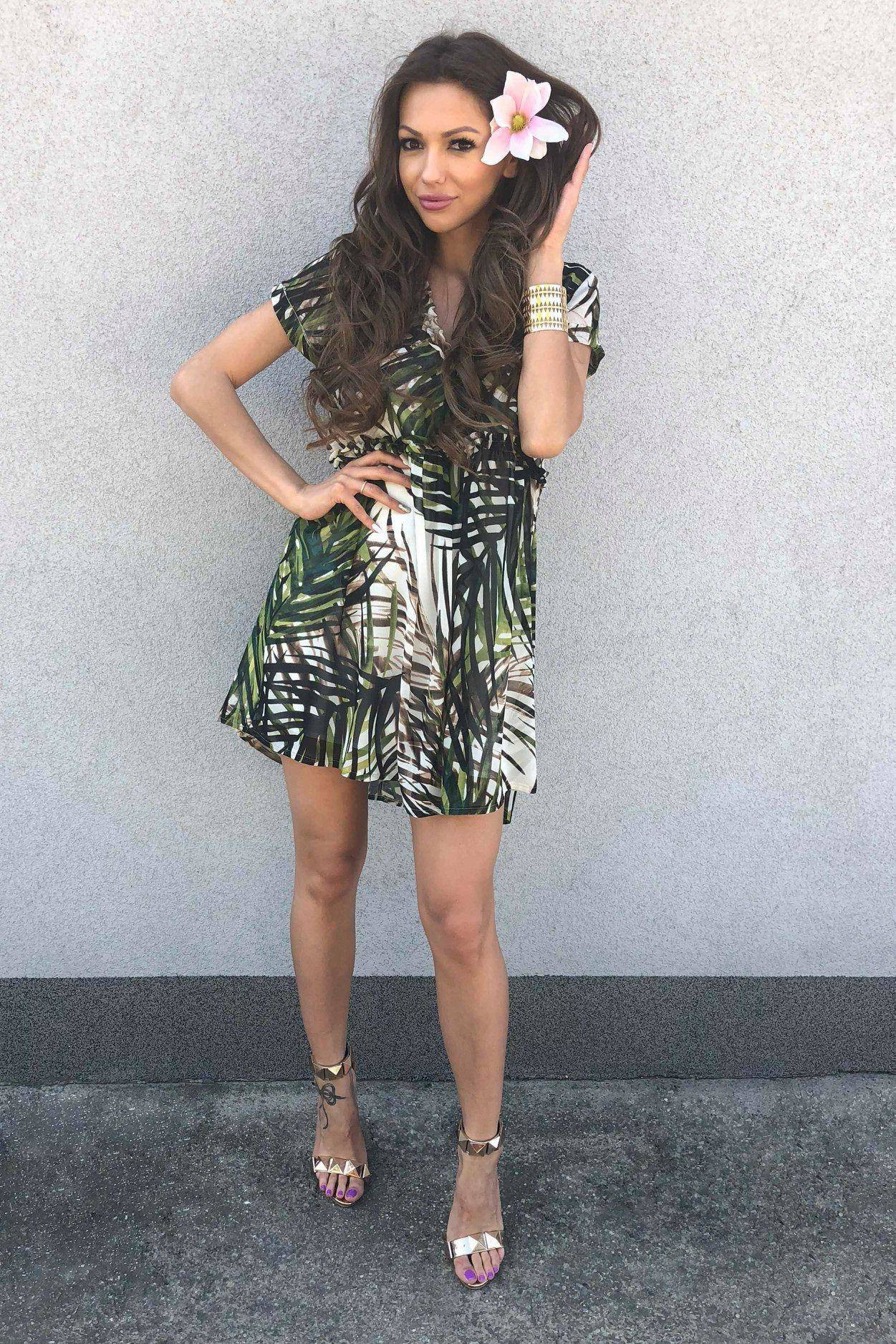 Cocomore Boutqe dress with beige green floral motif
