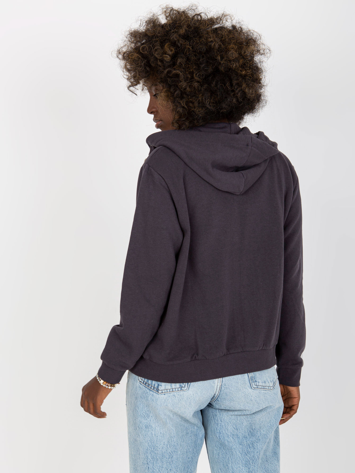 Graphite zip-up hoodie with pockets