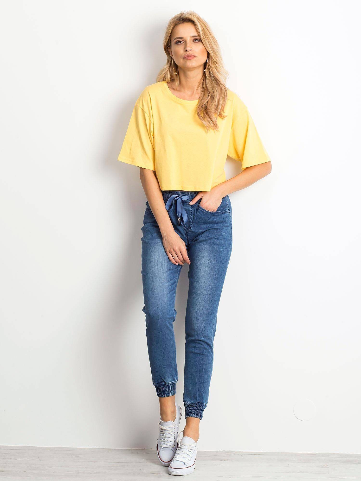 Cropped blouse solid yellow
