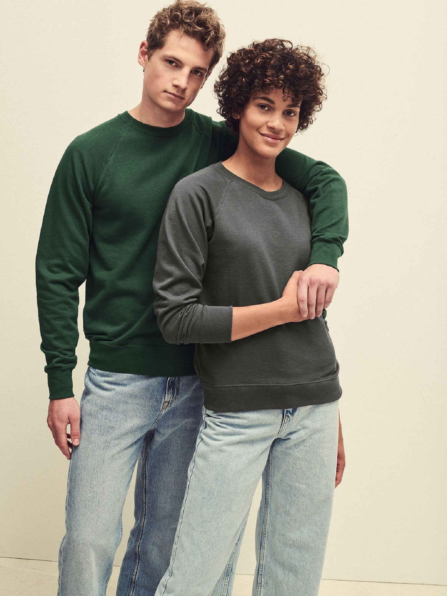 Green Men&#039;s Sweatshirt Lightweight Raglan Sweat Fruit of the Loom