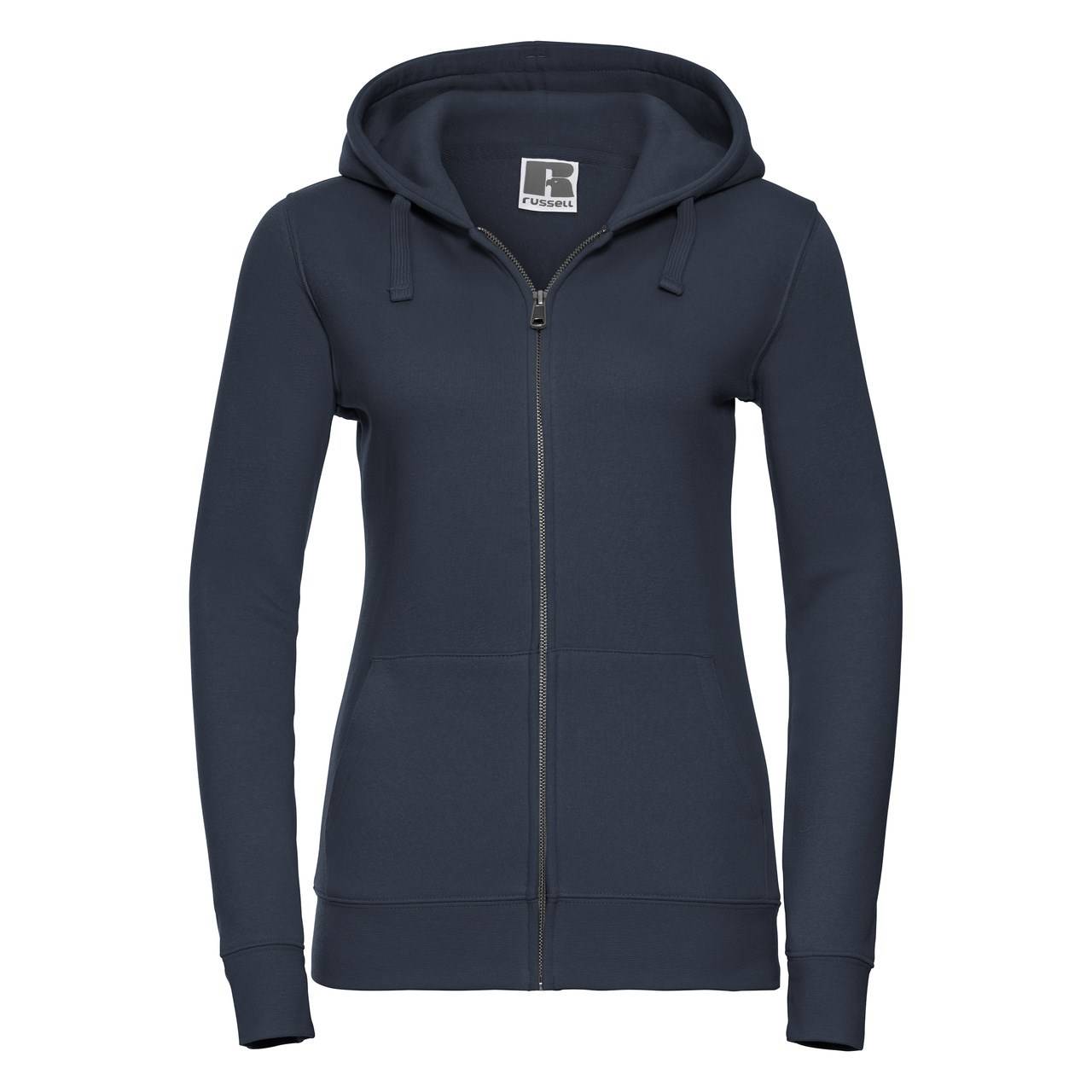 Navy Blue Women's Sweatshirt With Hood And Zipper Authentic Russell