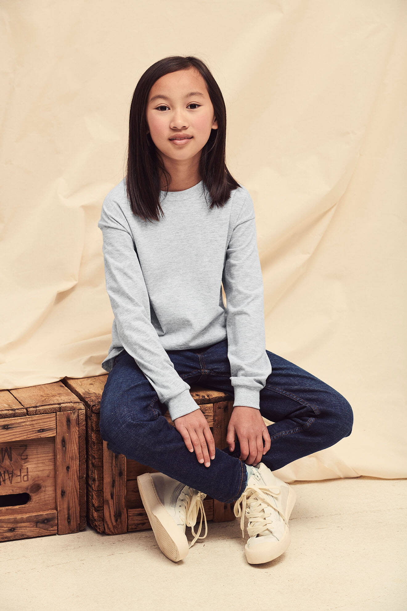 Szara koszulka dziecięca Valueweight Fruit of the Loom