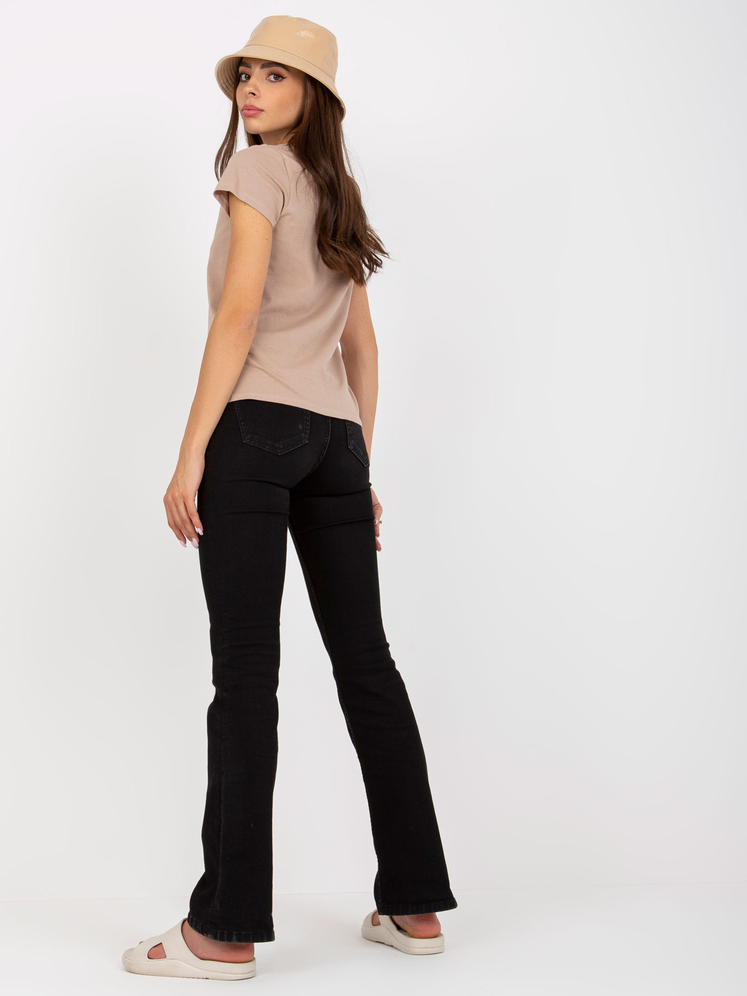 Beige cotton women's t-shirt BASIC