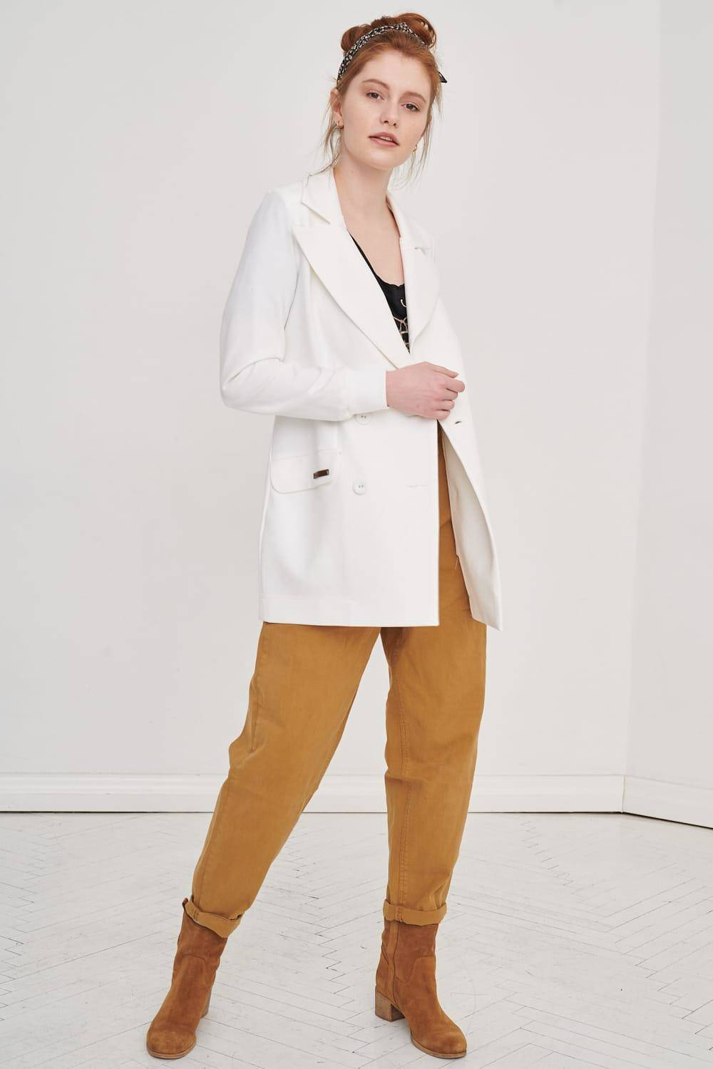 Ecru oversize double-breasted jacket Blue Shadow