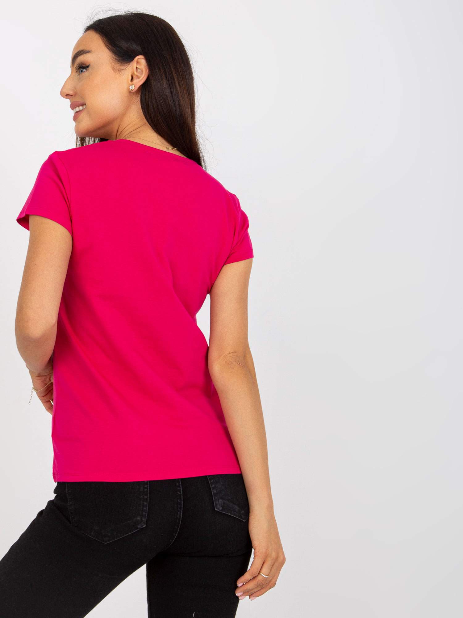 Fuchsia cotton women's t-shirt BASIC