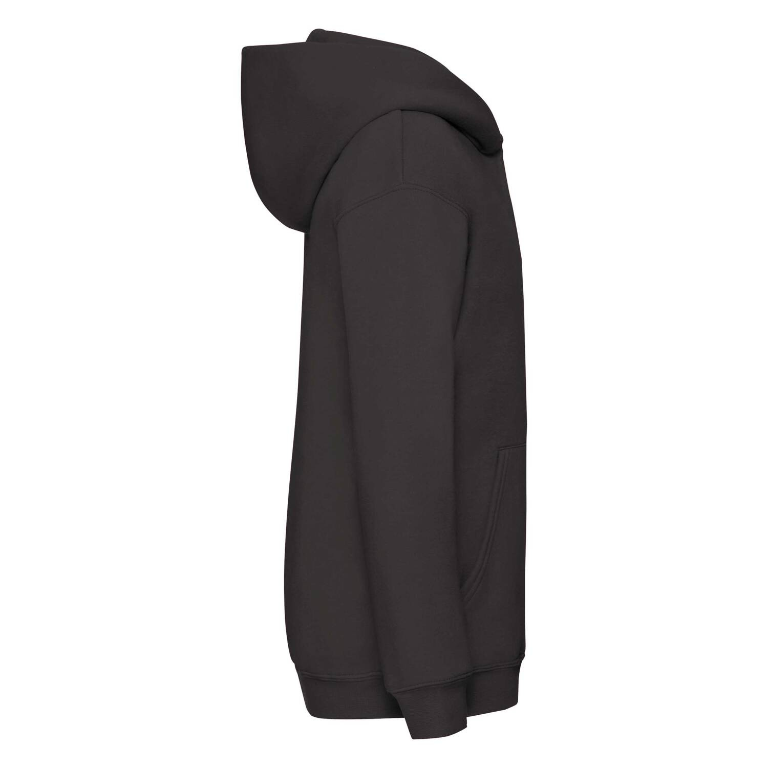 Black Kids Hoodie Zip Through Hooded Sweat Fruit of the Loom