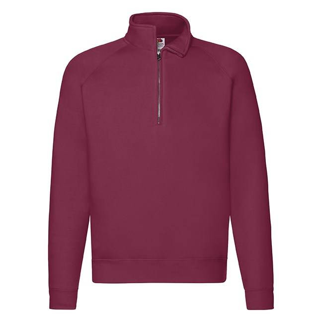 Burgundy men&#039;s sweatshirt Zip Neck Sweat Fruit of the Loom
