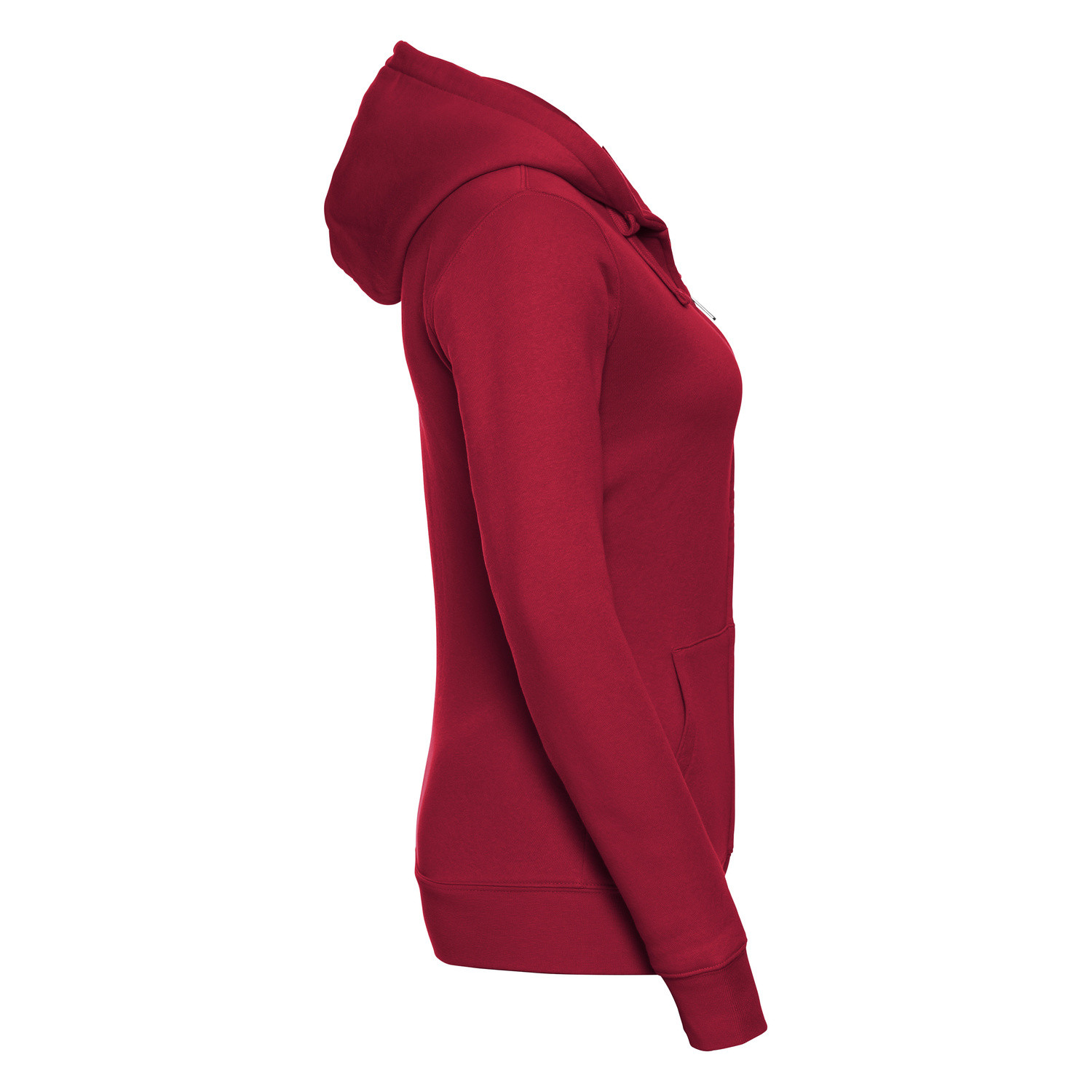 Red women's sweatshirt with hood and zipper Authentic Russell