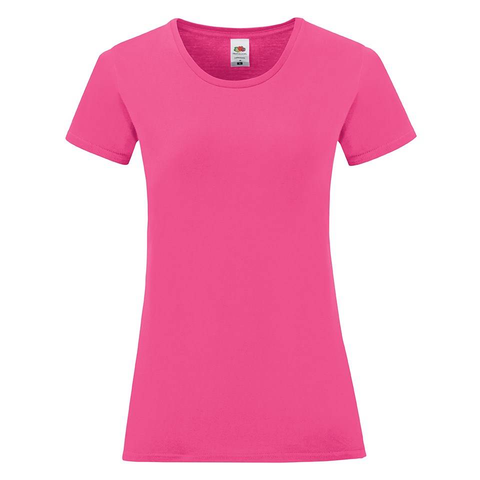 Pink Iconic women's t-shirt in combed cotton Fruit of the Loom