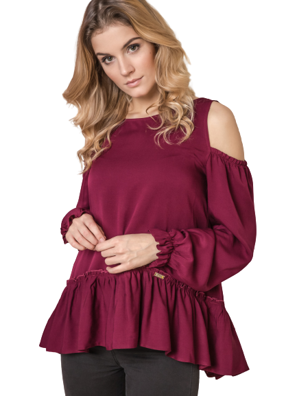 Blouse ONE revealing shoulders burgundy