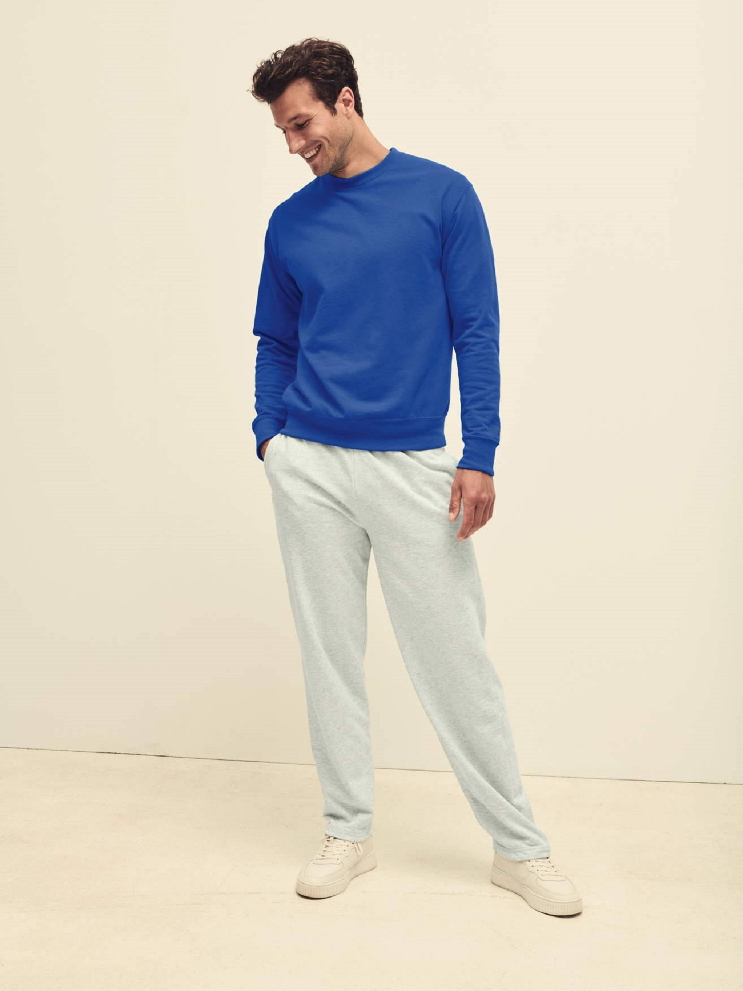 Levně Blue Men's Sweatshirt Lightweight Set-in-Sweat Sweat Fruit of the Loom