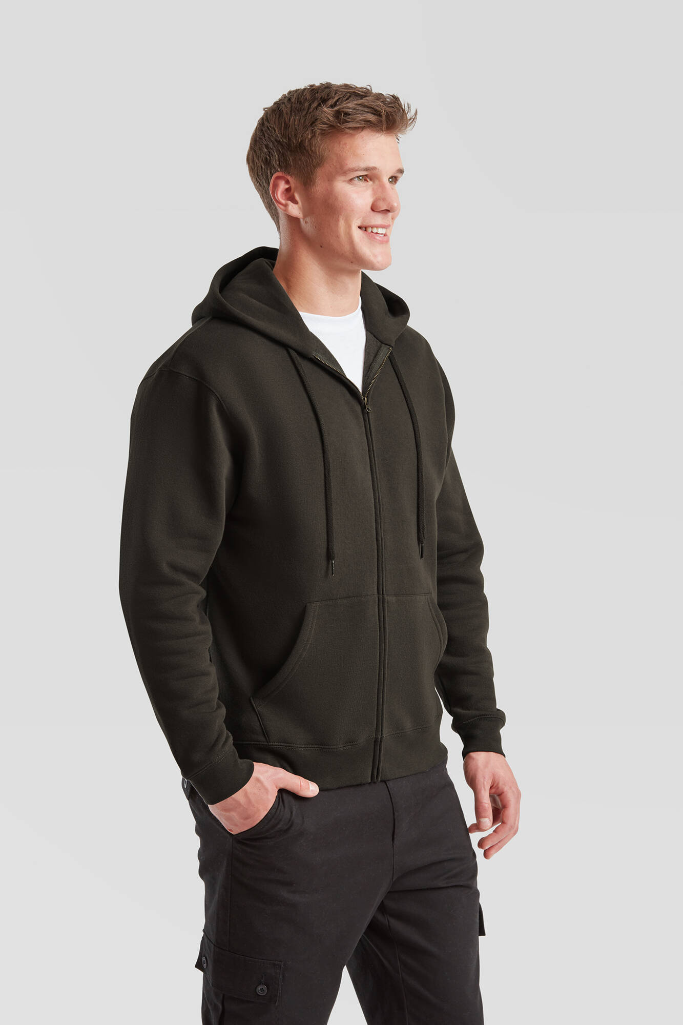 Grey Men&#039;s Hoodie Premium Fruit of the Loom
