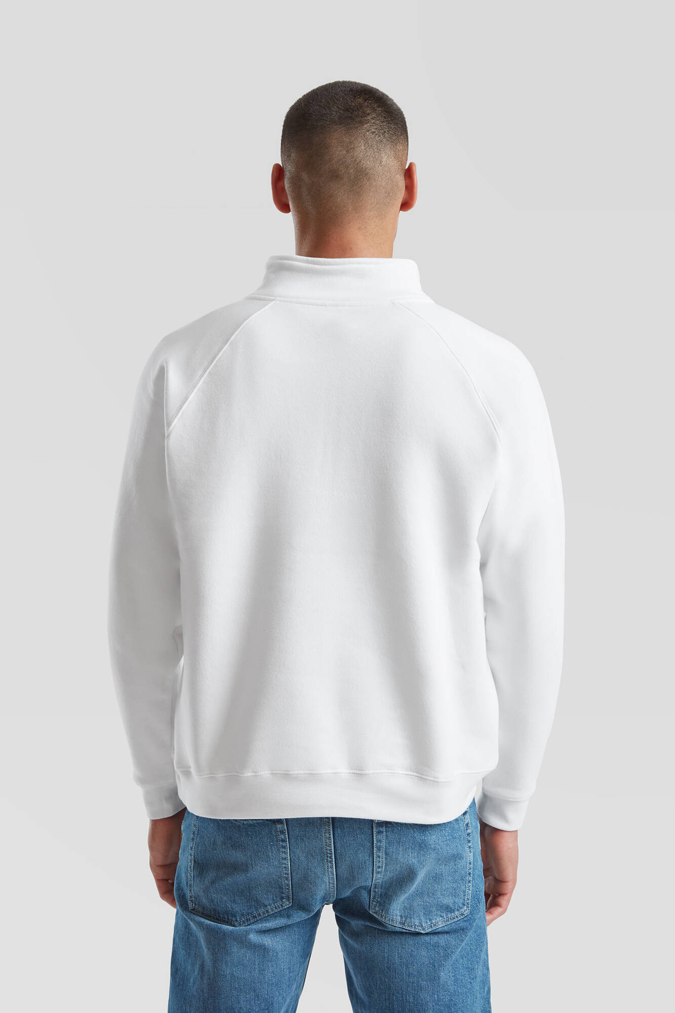 White Men&#039;s Zip Neck Sweat Fruit of the Loom
