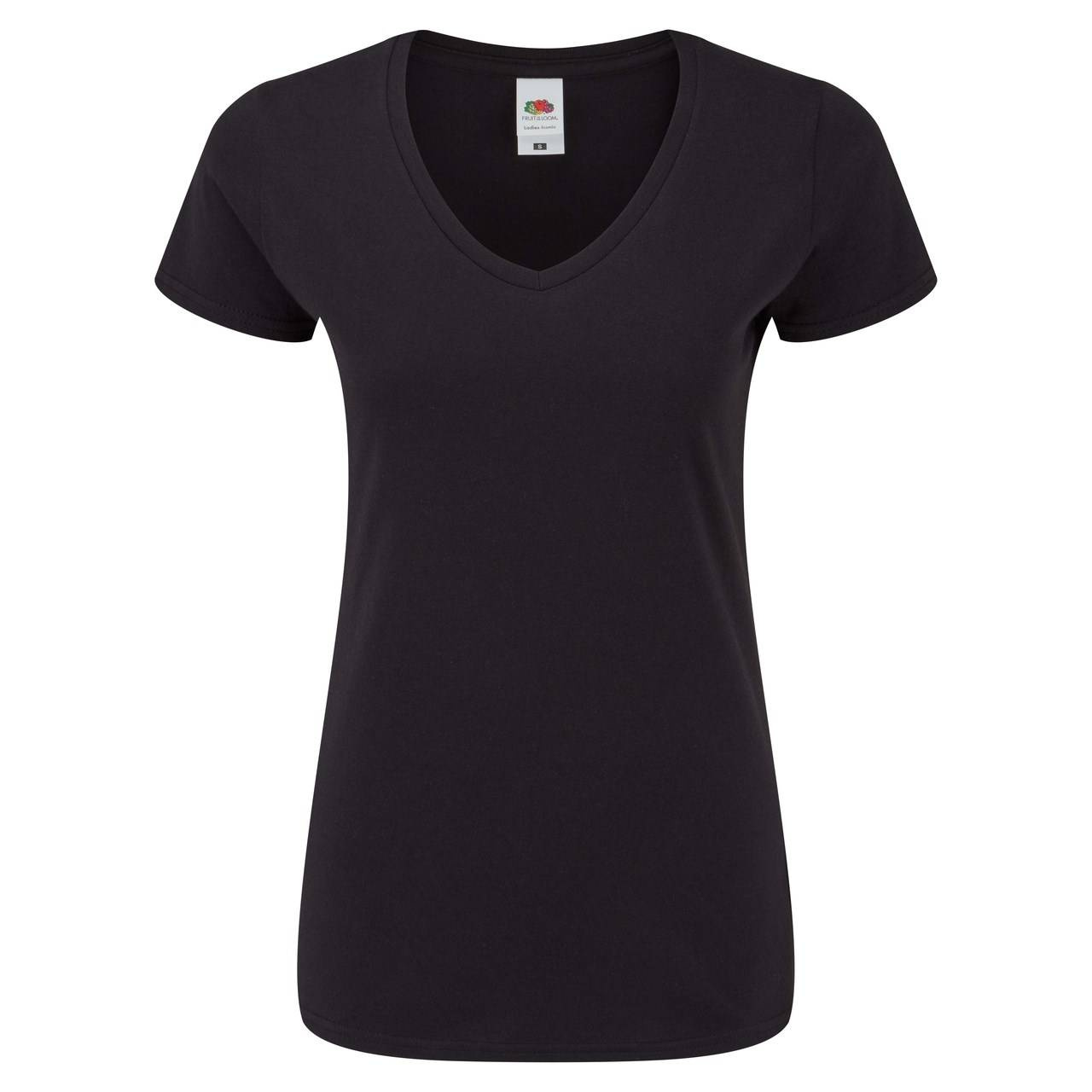Čierne dámske tričko Iconic Vneck Fruit of the Loom