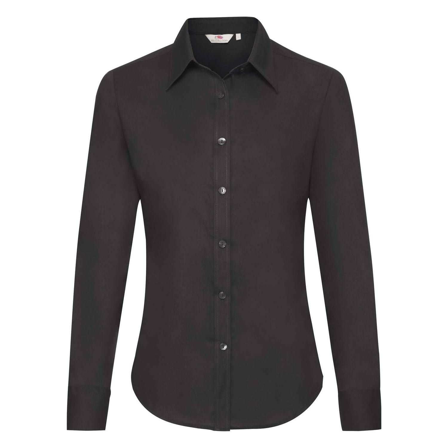 Black lady-fit shirt classic Oxford Fruit Of The Loom