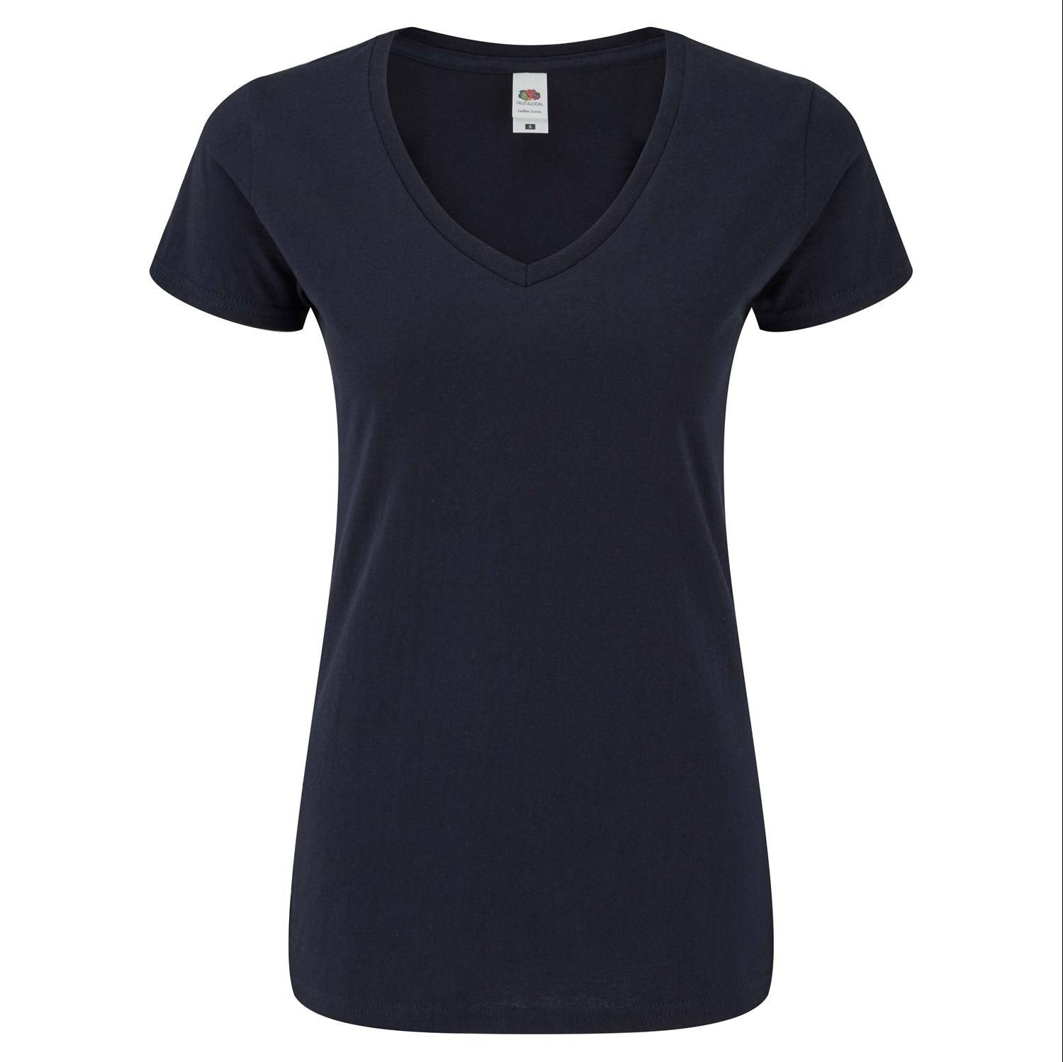 Granatowa koszulka damska Iconic Vneck Fruit of the Loom