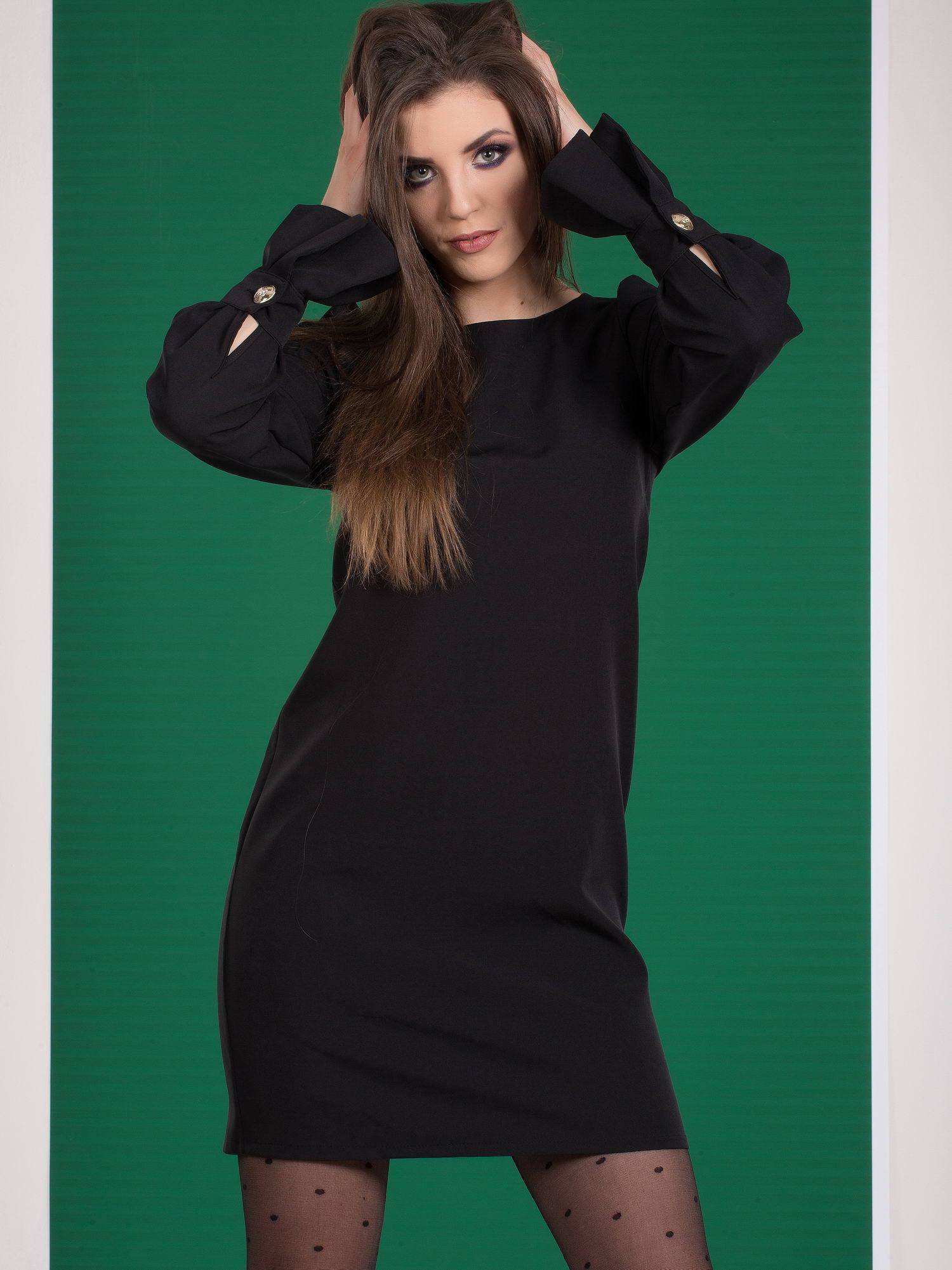 Levně Dress with flared sleeves black