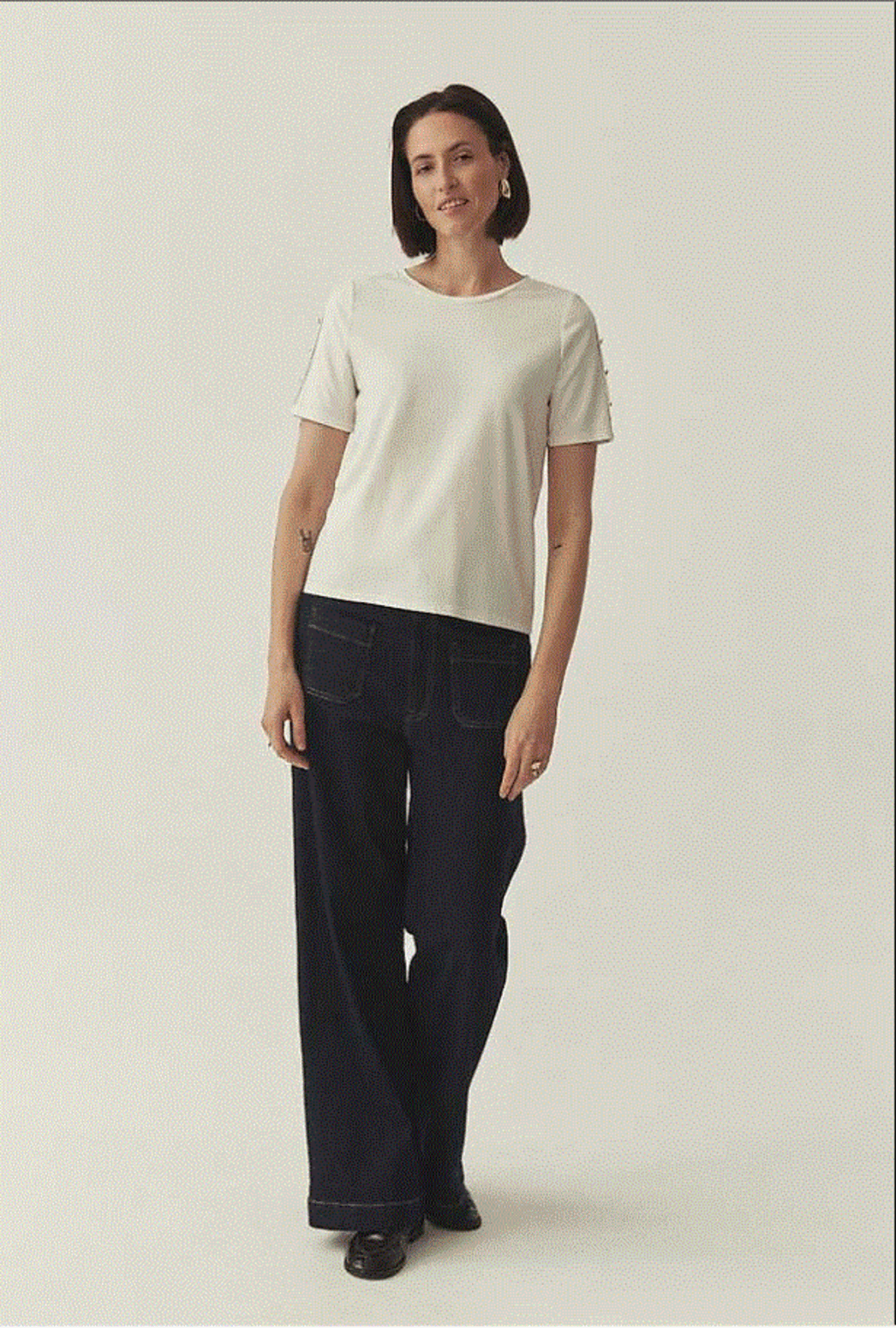 Бяла плетена блуза с модал Wiri Tatuum