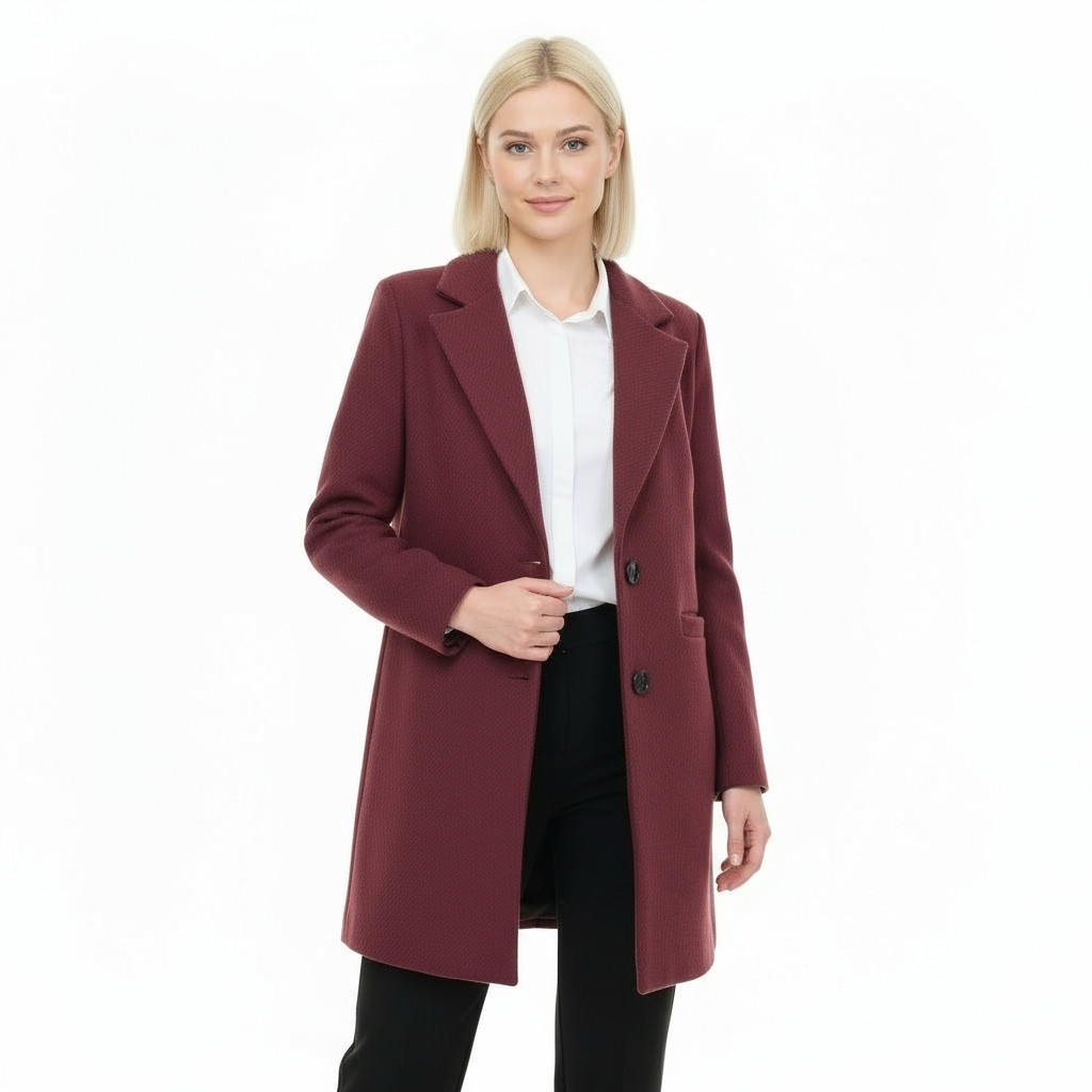 Burgundy Classic Striped Yups Coat