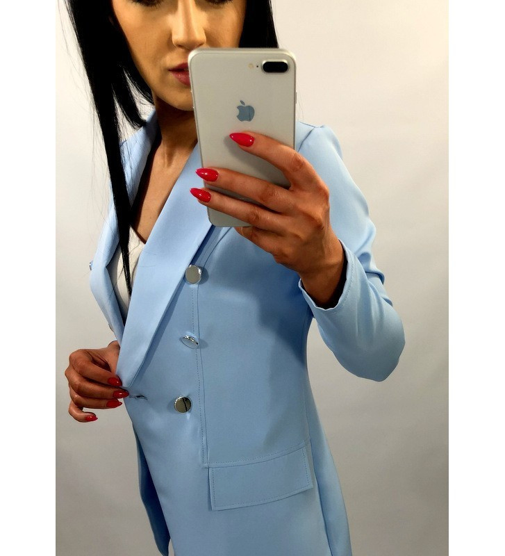 Blue extended jacket with imitation pockets LIVIEN
