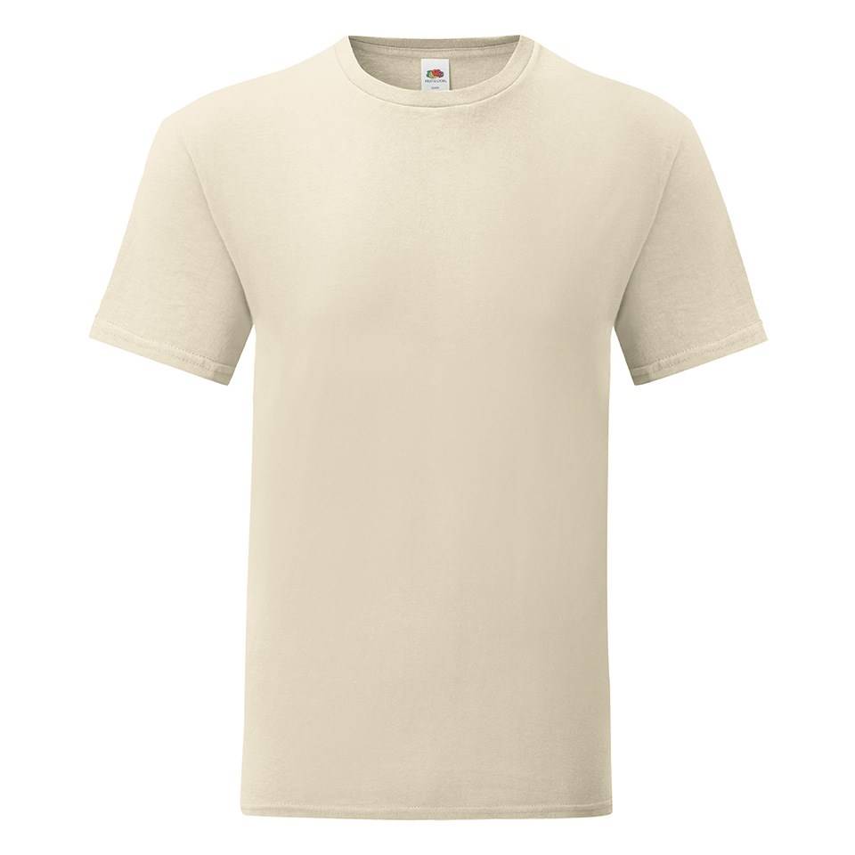 Levně Beige men's t-shirt with combed cotton Iconic sleeve Fruit of the Loom