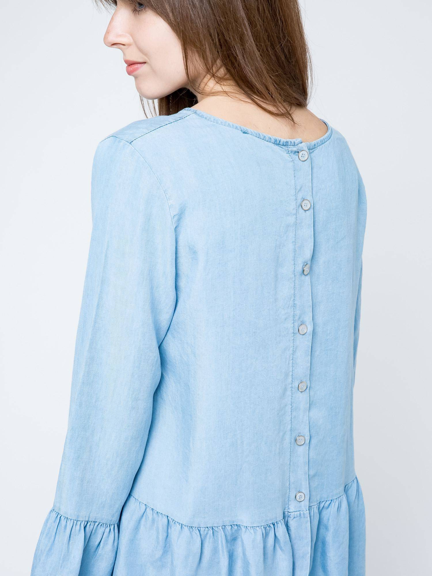 Blouse Euphora a'la jeans fastened with buttons at the back blue