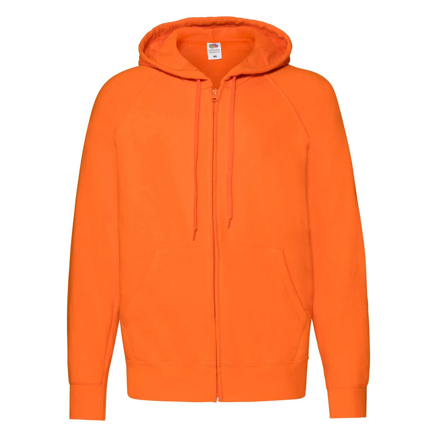 Orange Men&#039;s Hoodie Lightweight Zip Thru Hooded Sweat Fruit of the Loom