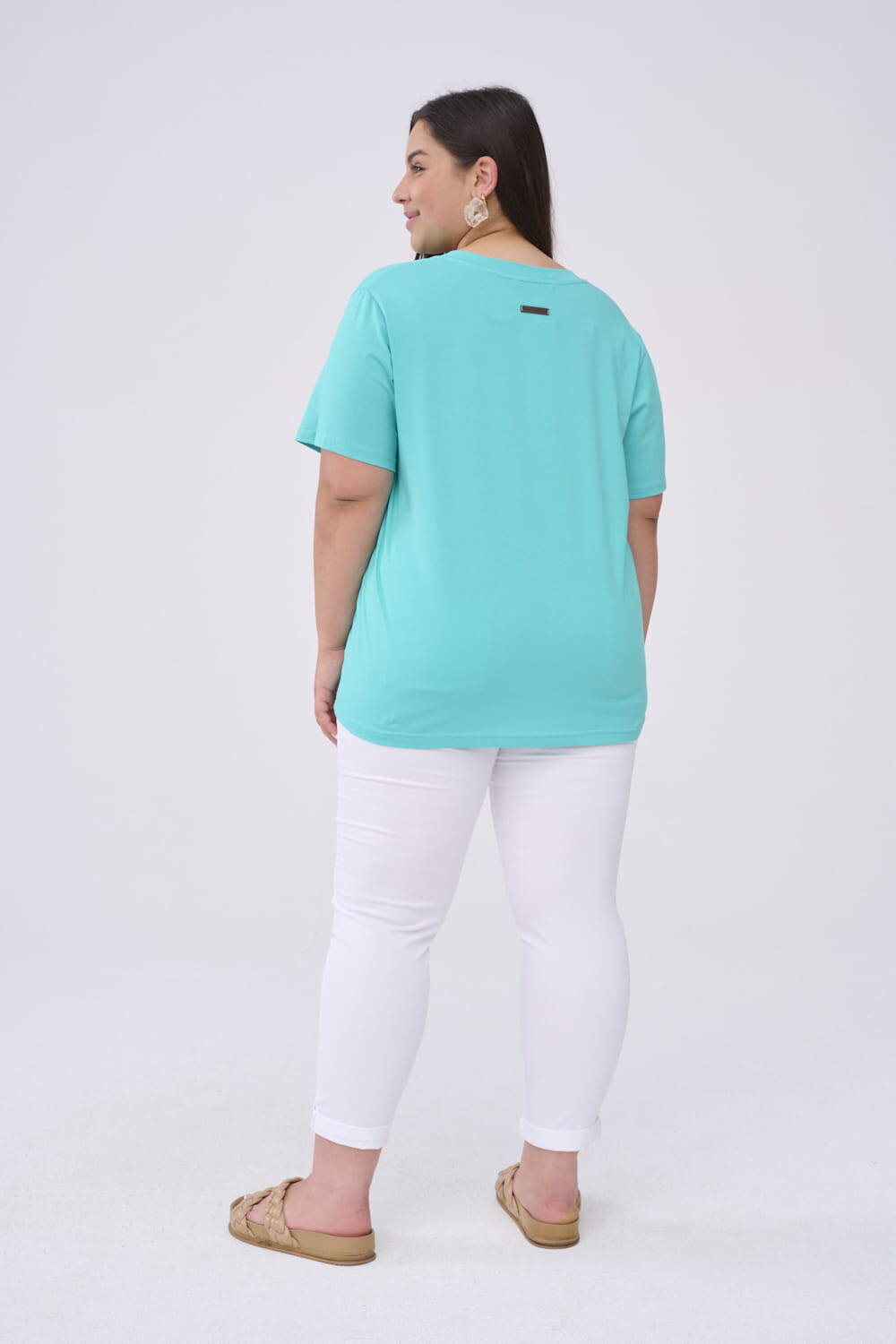 Turquoise V-neck blouse Blue Shadow