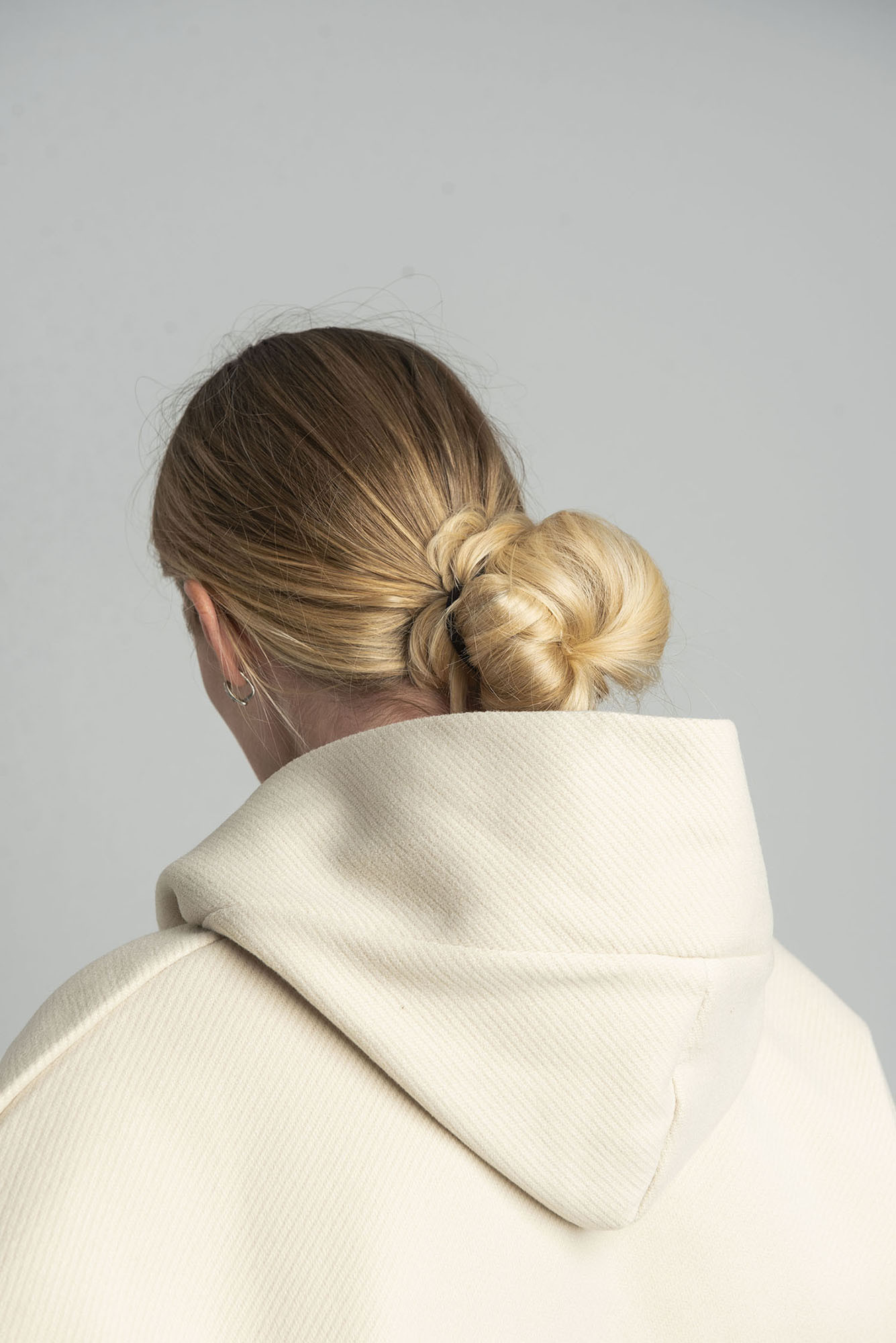 Beige transitional light jacket with hood