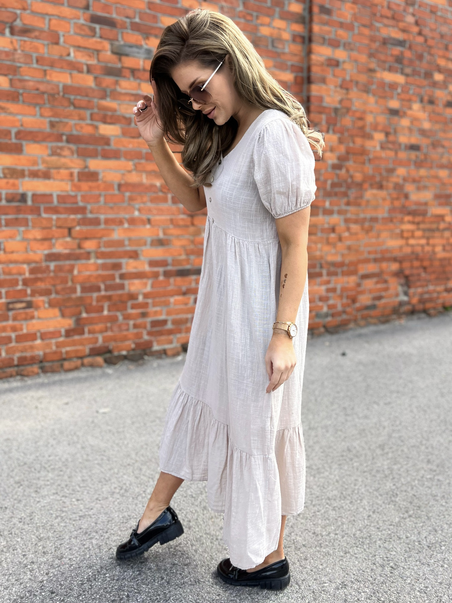 Beige dress Och Bella BI-25504.beige