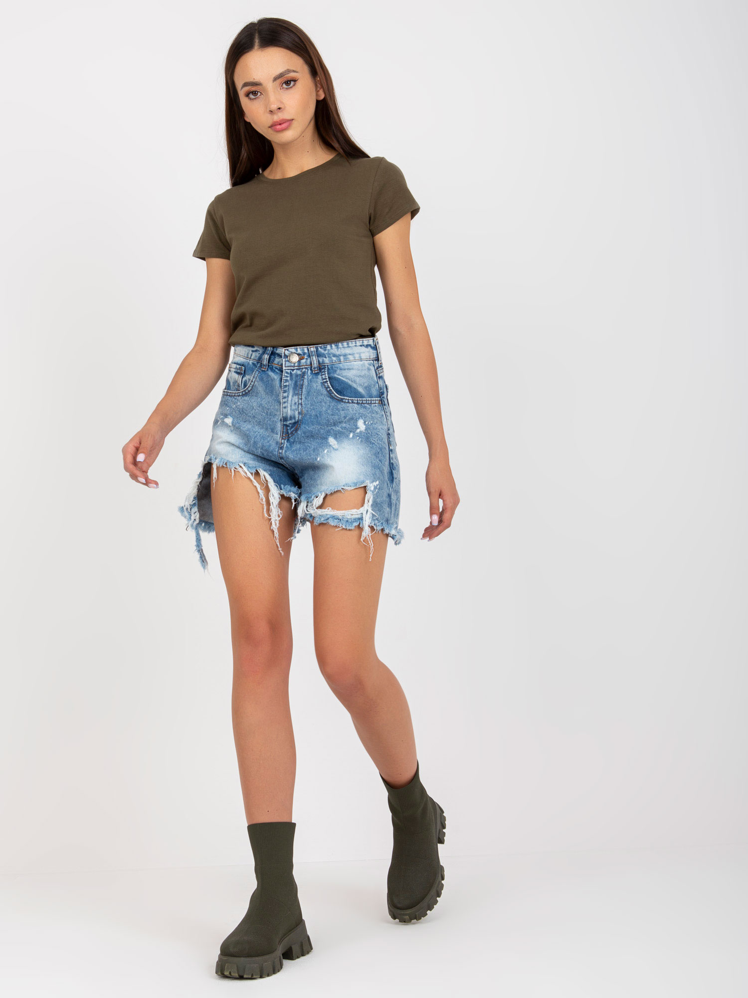 Khaki cotton women's t-shirt BASIC
