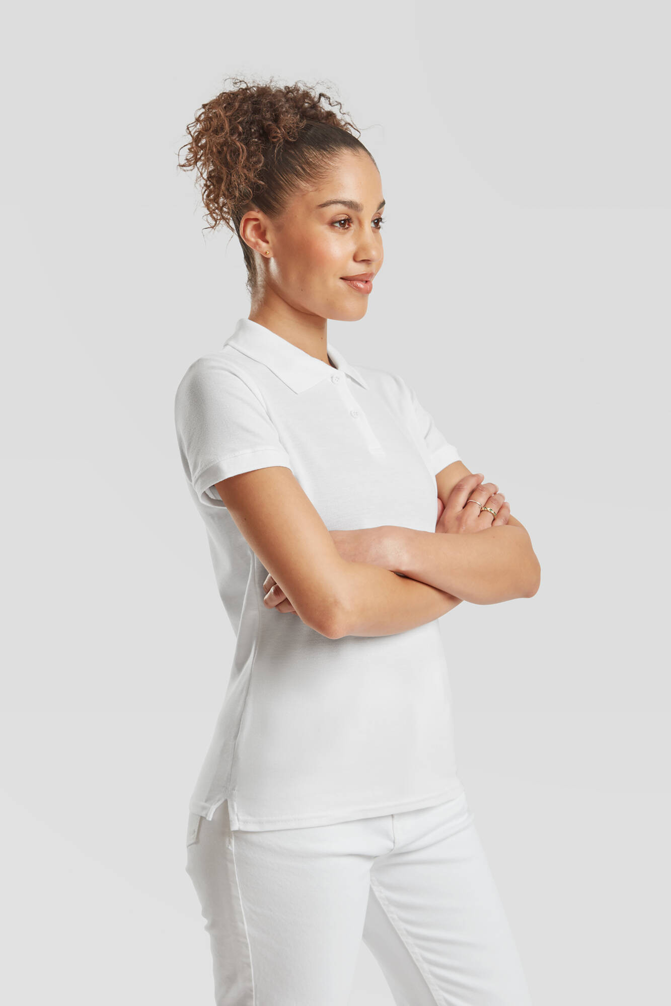 White Women's Shirt Polo Fruit of the Loom