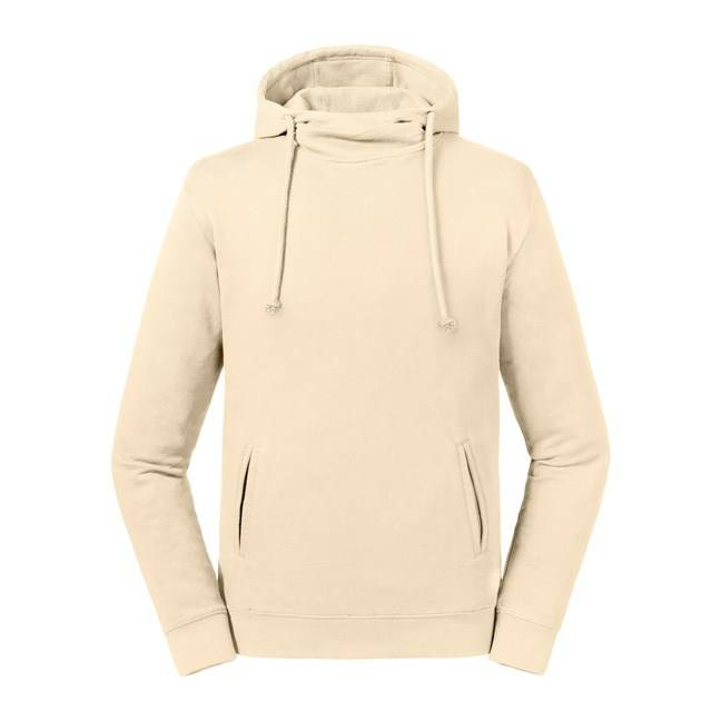 Ecru Sweatshirt Unisex Pure Organic High Collar Hooded Sweat Russell