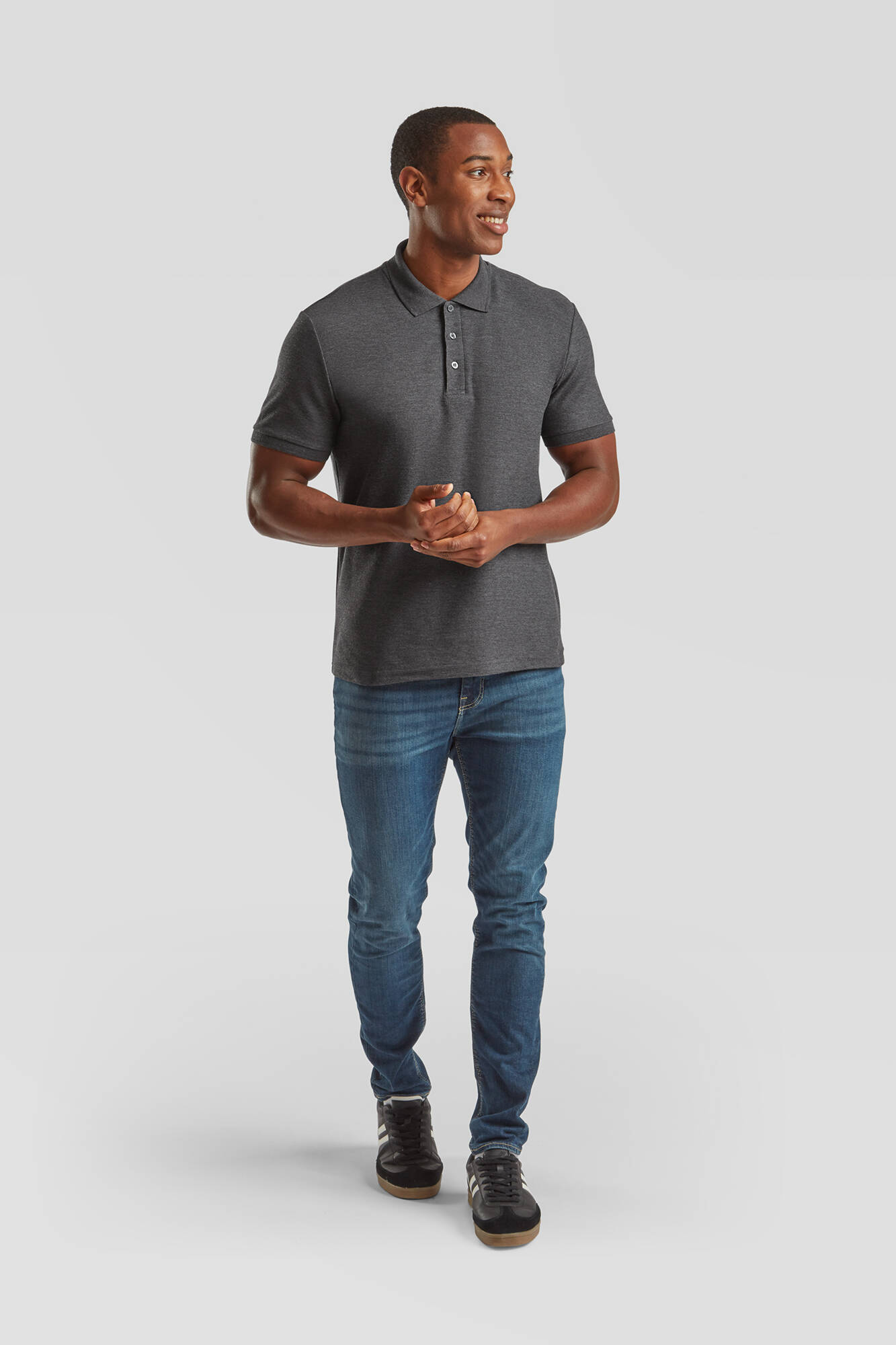 Ciemno szara koszulka męska polo Tailored Fit Friut of the Loom